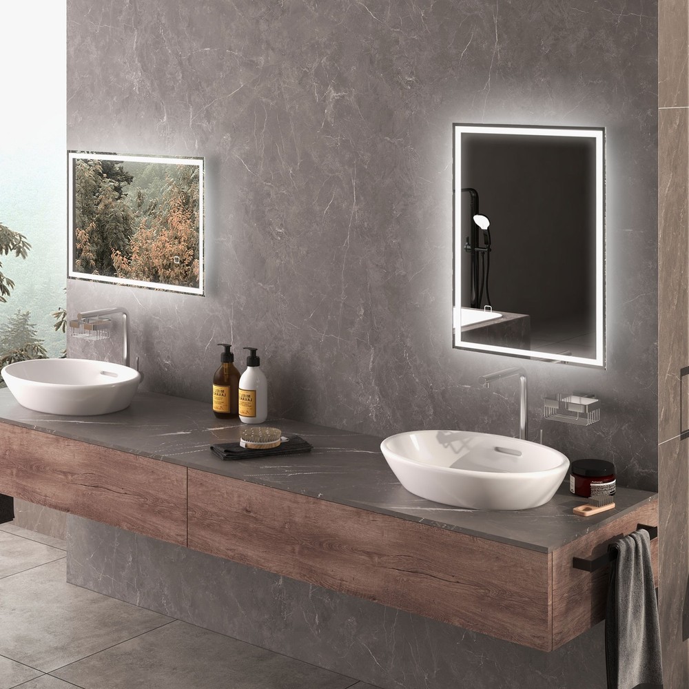 Dimmable Bathroom Mirror with LED Lights, 3 Colors & Memory Function