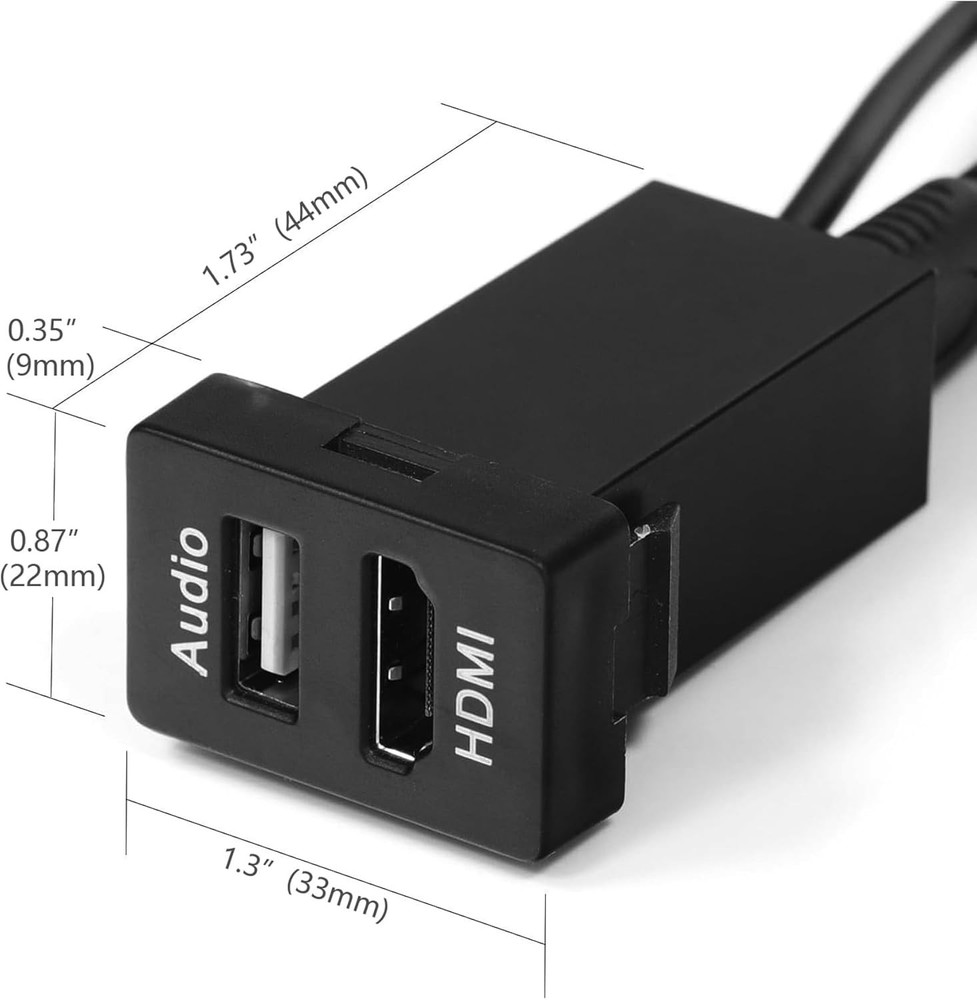 HDMI Socket Mount Cable & USB Audio Input Relay for Toyota - Type A, High Qualit