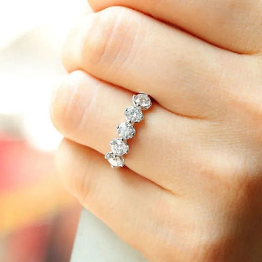 Round Cut 1.40 Ct White Diamond Lab-Created Wedding Ring 925 Sterling Silver