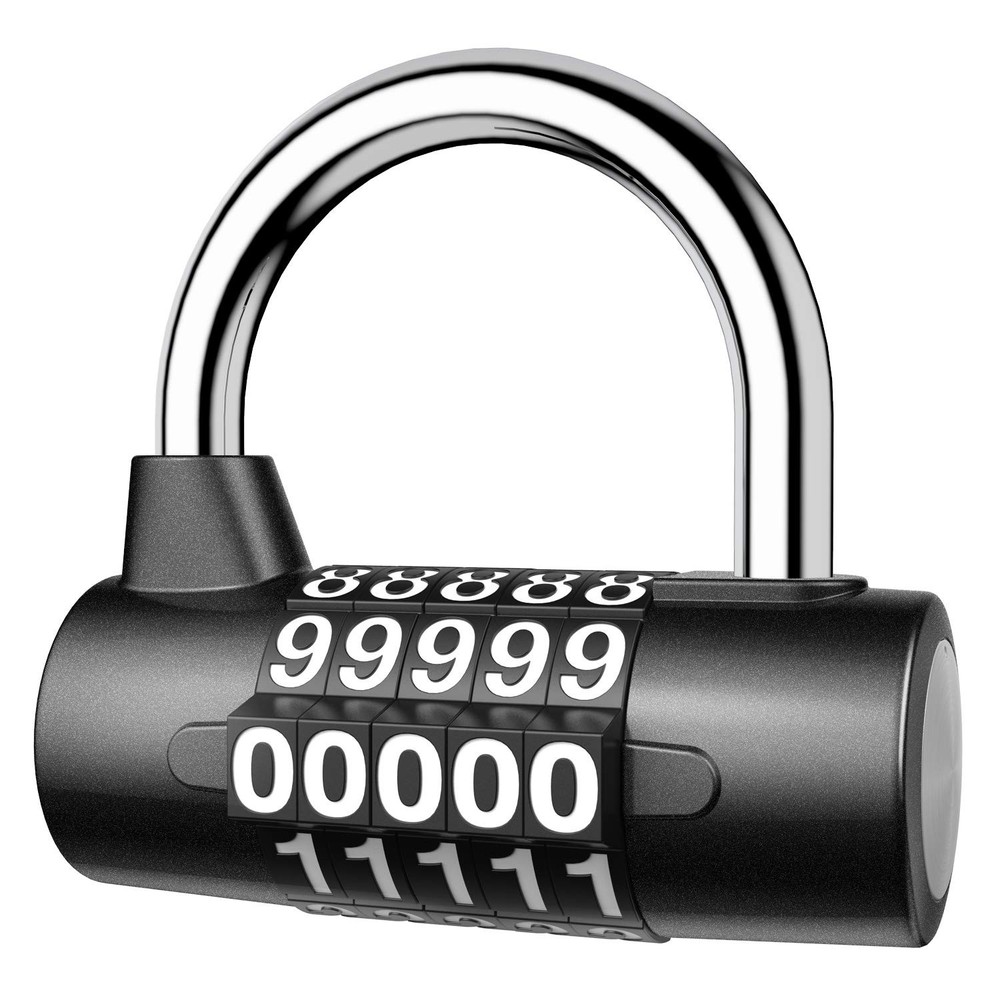 KeeKit 5 Digit Combination Lock, Re-settable Padlock, Black
