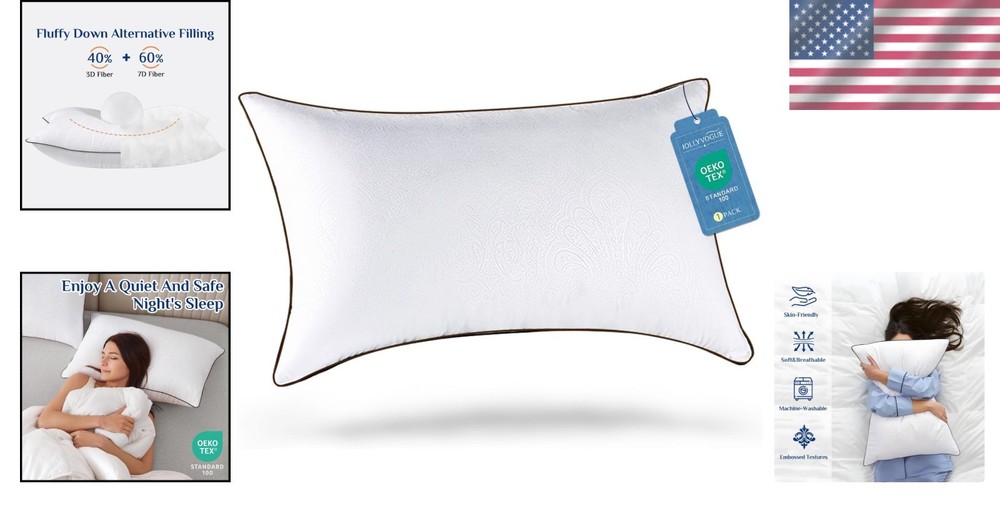 Queen Size Soft Support Pillow with Durable Microfiber Cover for Restful Sleep