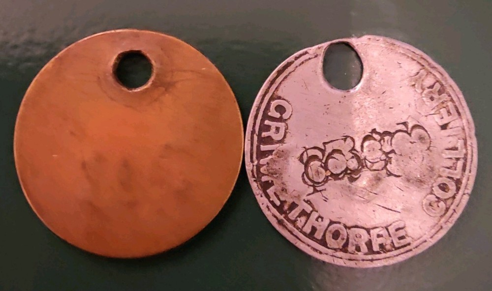 2x Grimethorpe Colliery Pit Check Tally marked Grimethorpe Colliery 343