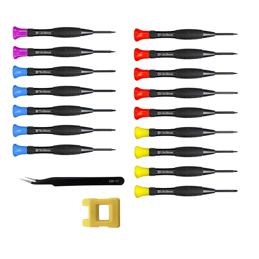 Precision Screwdriver Set 18PCS Colored Coded Red Flat Yellow Phillips Blue Torx