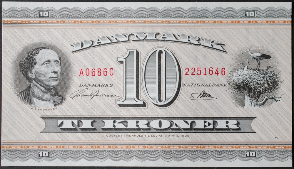 Denmark P44z 10 Kroner Gem Uncirculated