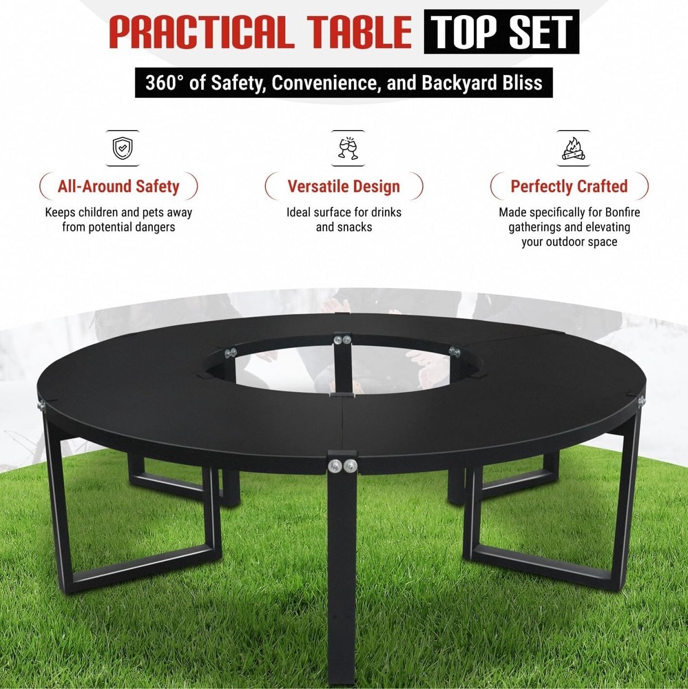 FEBTECH 21.6" Smokeless Firepit with Round Table Top for Outside Gatherings