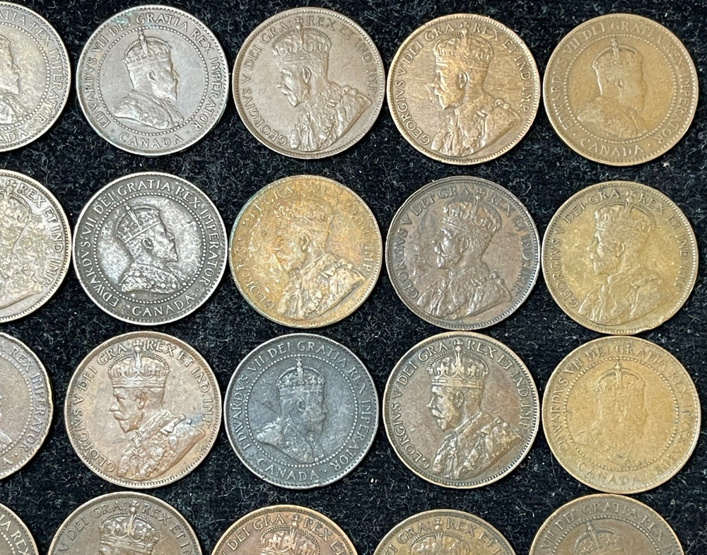 Assorted 1902-1920 Canada Large Cent 35 Coins Lot High Value