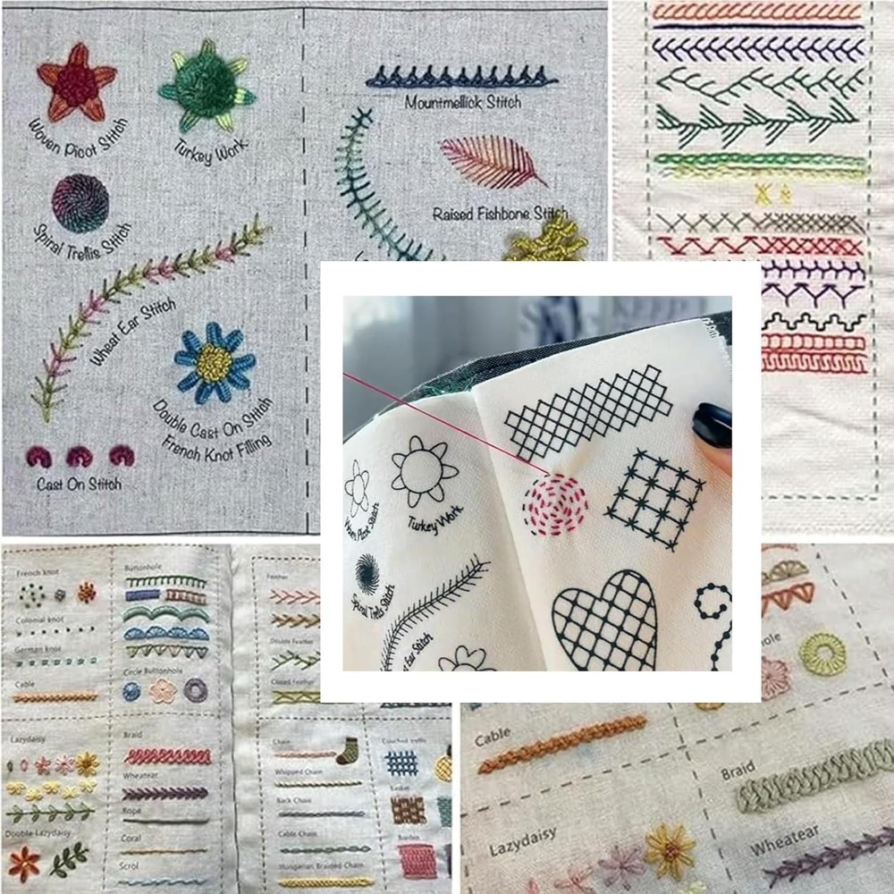 Embroidery Learning Book DIY Stitch Kit 106 Patterns Sewing Guide for Beginners