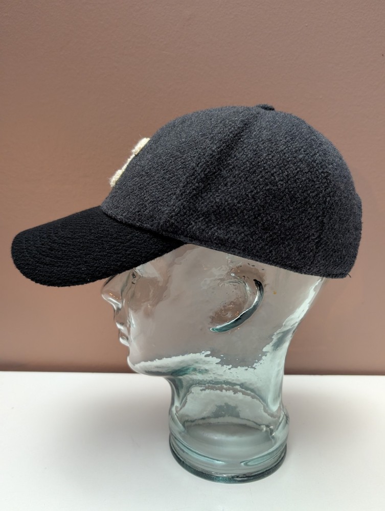 Celine Initial Baseball Cap In Wool Grey And Black - Size Small