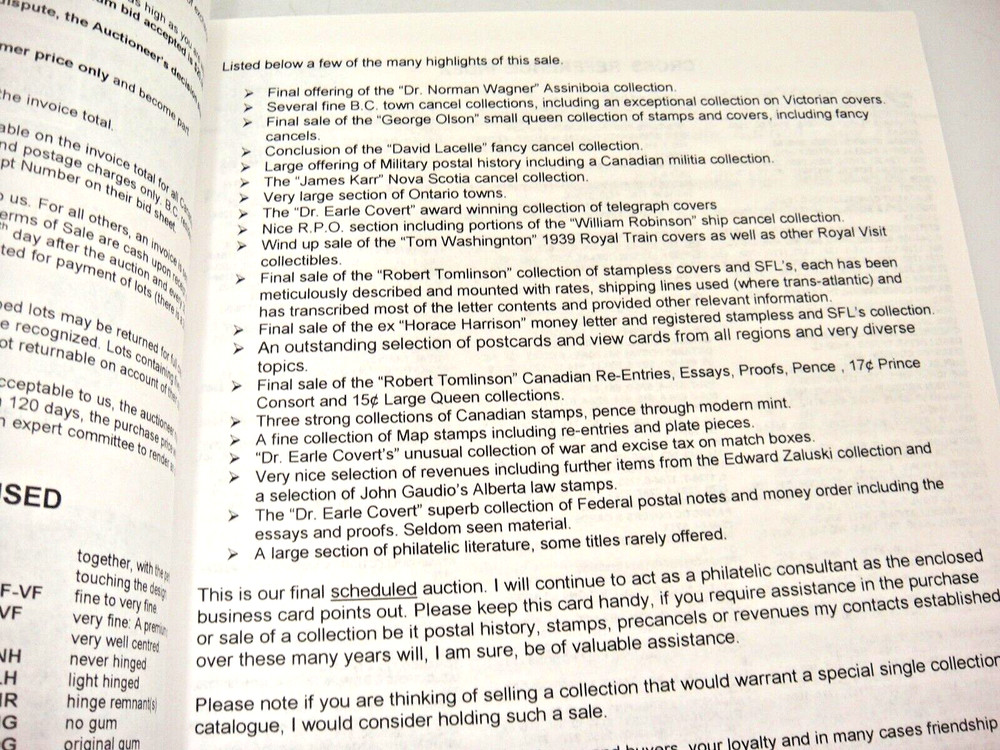 Robert Lee Auction Catalog Canada & BNA Stamps & Postal History 2005