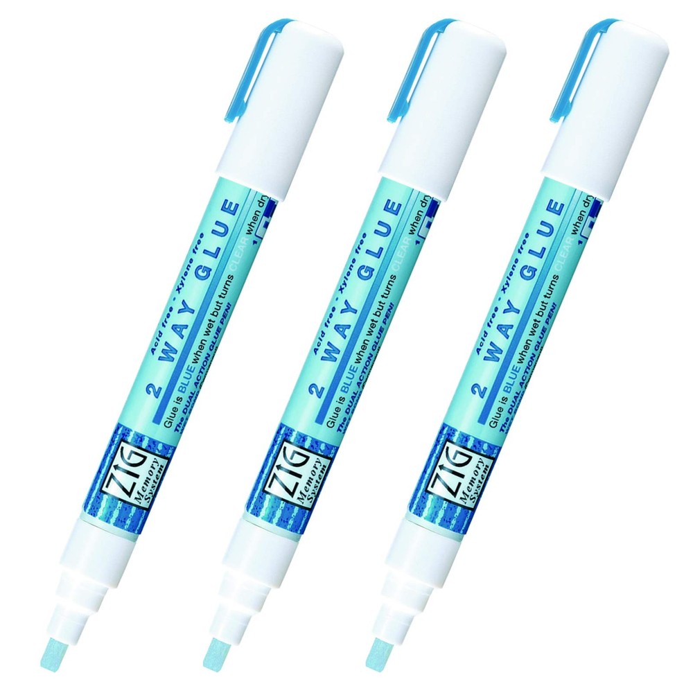 Kuretake Zig 2-Way Glue Pen 3/Pkg-Chisel Tip