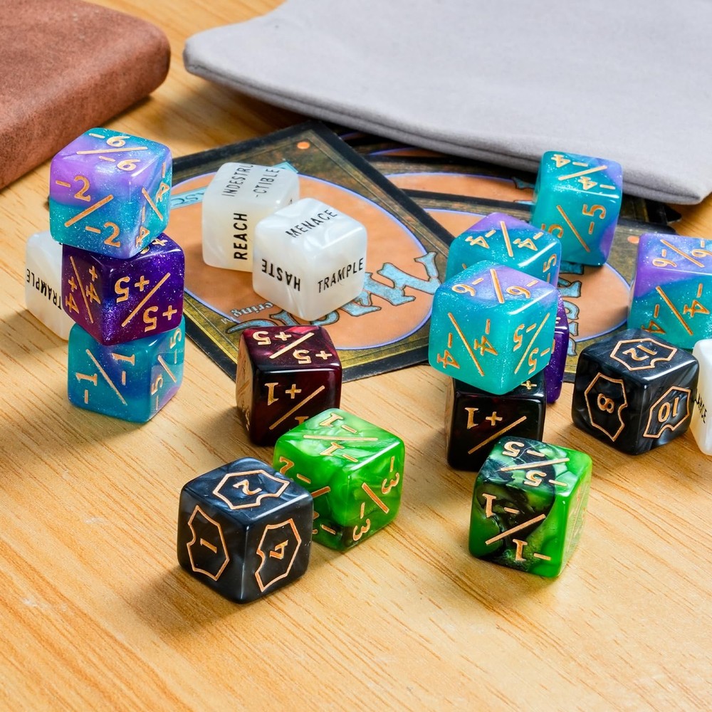 60 PCS MTG Dice Counters Keyword Counters Life Counter 1/+1 counters Commande...