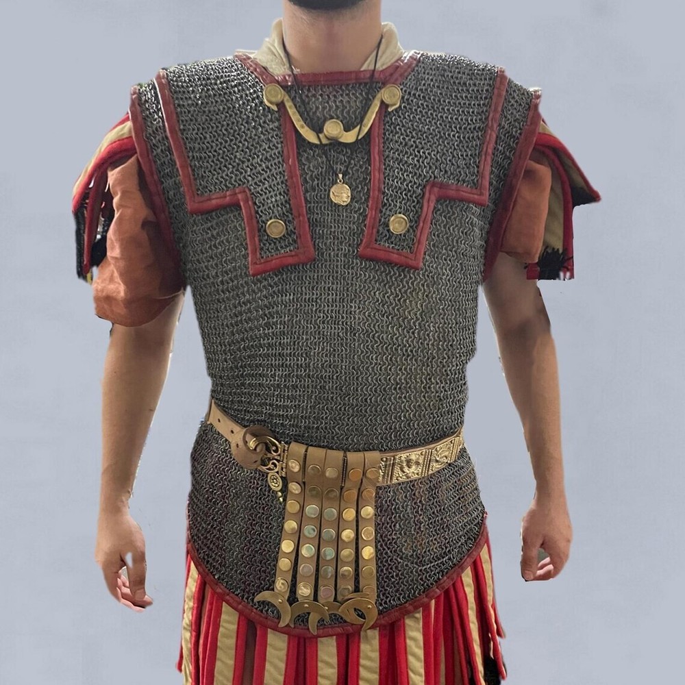 Chainmail Lorica Officer Hamata, 6MM Flat Ring Riveted with Solid Ring For Reena