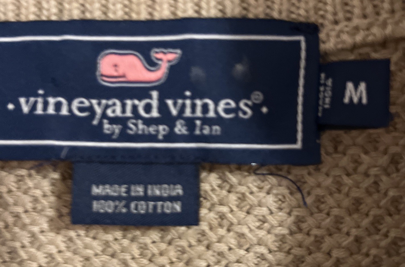 Vineyard Vines Men's 1/4-Zip Sweaters Size Medium Beige/Tan Preppy 1
