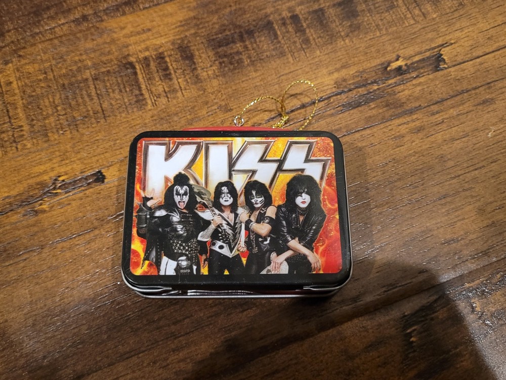 ~KISS Band Christmas Ornament Tin 4″ Metal Mini Tin Vintage Style Hard Rock~