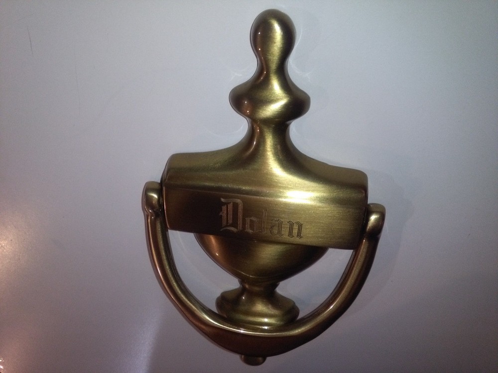 Solid Brass door knocker personalized "Dolan" Things Remembers made in Spain