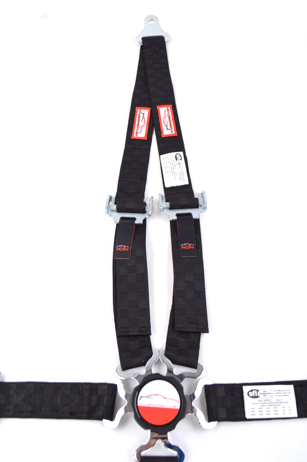 QUARTER MIDGET HARNESS 5 PT CAM LOCK 2" SFI 16.1 UNIVERSAL V PULL UP BLACK CHECK