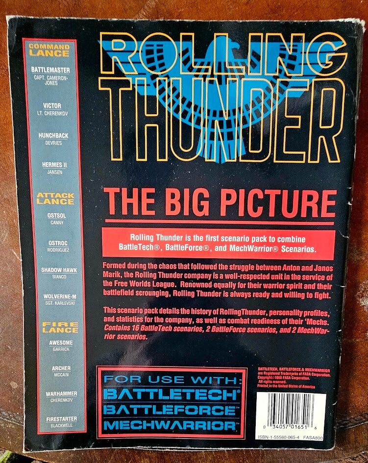 FASA Battletech Rolling Thunder 1651 VG 1988
