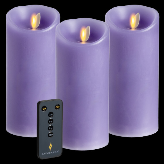Luminara 3-Piece Flameless 6.5" Pillar Candle Set with Remote