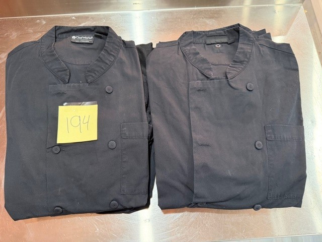 Chef Works Black Chef Jacket Short Sleeve Double Breasted Size Medium