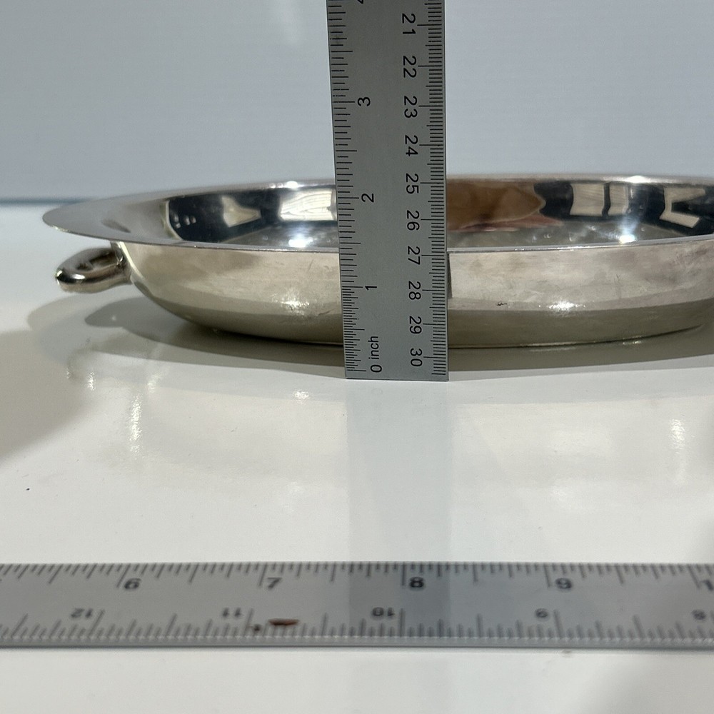 Vintage Silver Plate Oval Bowl Serving Dish Trinket Tray Decorative Handles