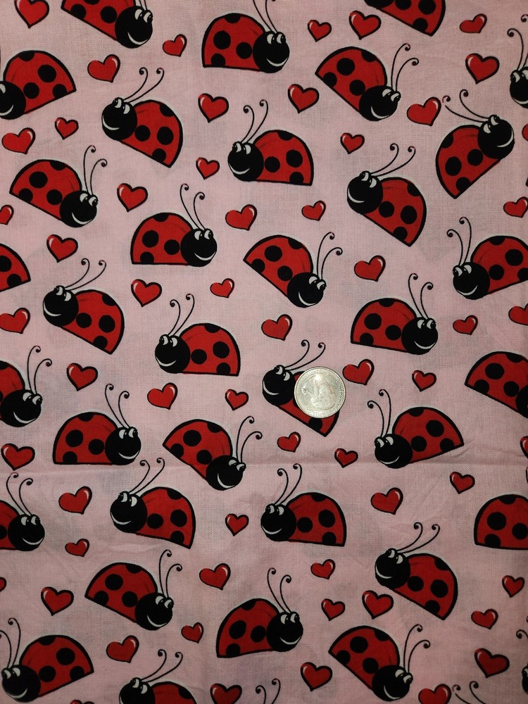 Fabric Destash - Cute Ladybugs Print