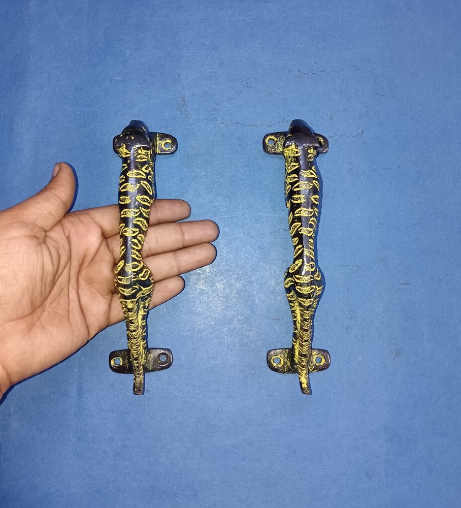 Brass Leopard Gate Handle Pair Brass Animal Shape Hotel Door Pull Hardware AJ326