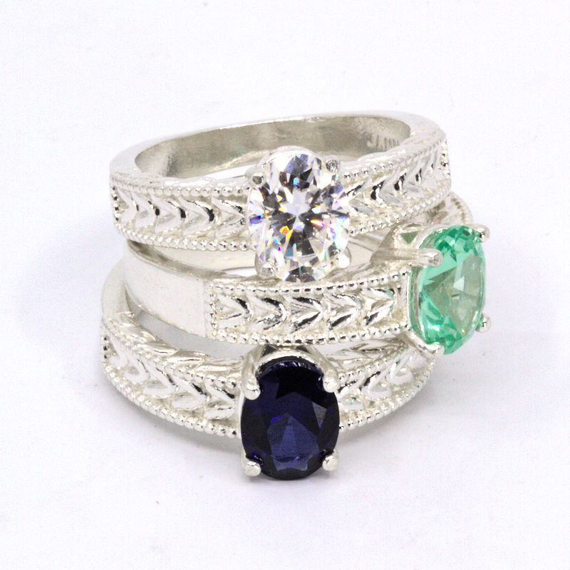 Oval Engraved Pre-notched Ring Mounting Ring Sizes ( 5-11 )