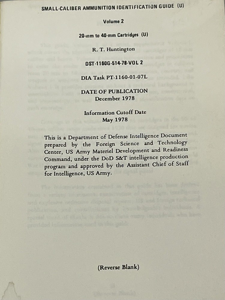 Defense Intelligence Agency Small Caliber Ammunition Identification Guide Vol 2