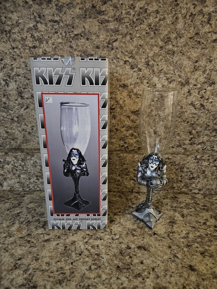 KISS Ace Frehley Goblet Wine Glass Spencer Gifts #574640 Rock Band Collectible