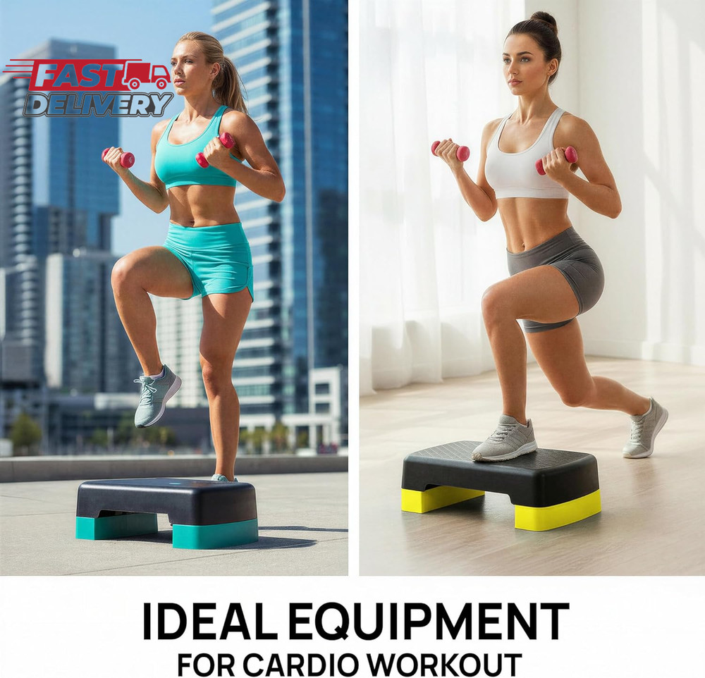 Yes4All Aerobic Exercise Step Platform, Exercise Stepper with Risers for Cardio