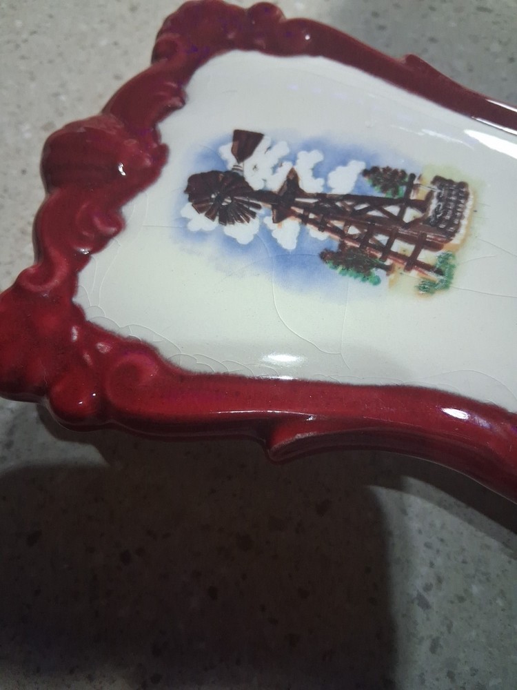 Vintage Wall Pocket Scissors Keeper Holder Ceramic