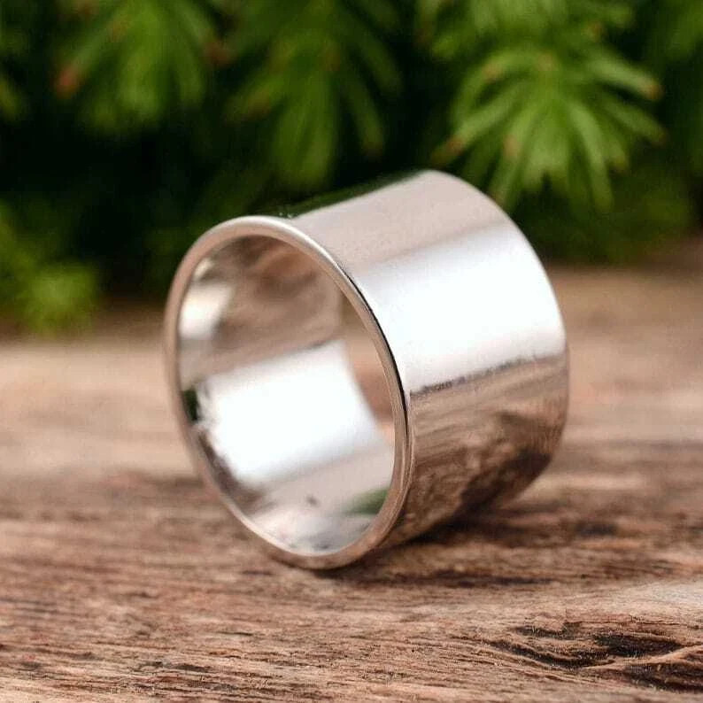 925 Sterling Silver, Solid Silver, Band Ring, Unisex, Wide Cigar Ring