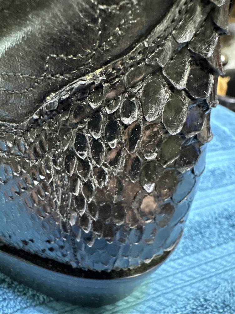 Dan Post Hand Crafted Exotic Black Python Boots Size 11D Leather Upper