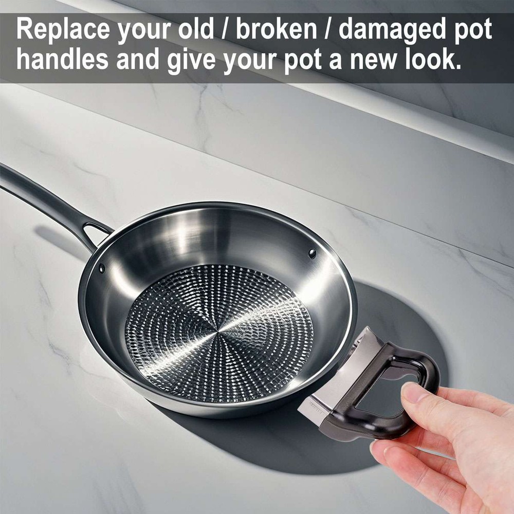 2 Pot Side Handle Replacement Cookware Pot Saucepan Hand Kitchen Grip Black