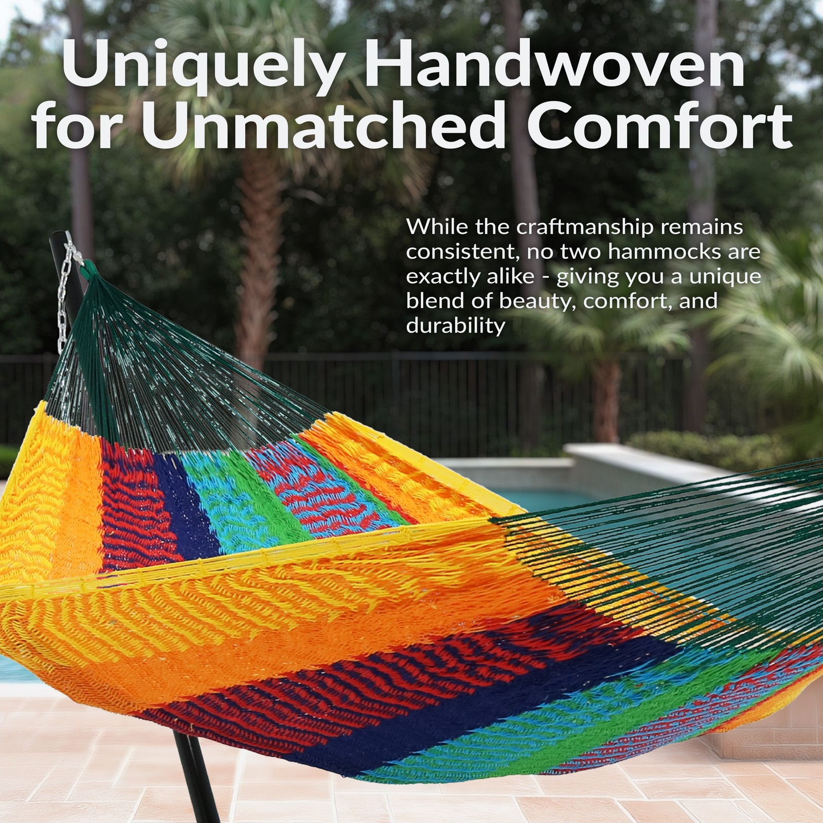 2-Person Cotton and Nylon Woven Fabric Hammock - Multi-Color by Sunnydaze