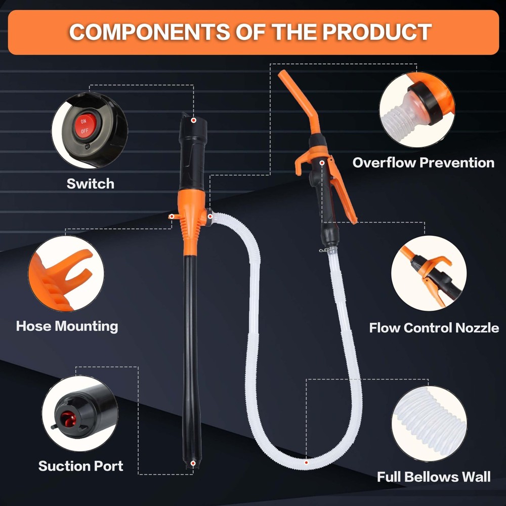 Portable Battery Powered Gas Transfer Pump, Operated Liquid...
