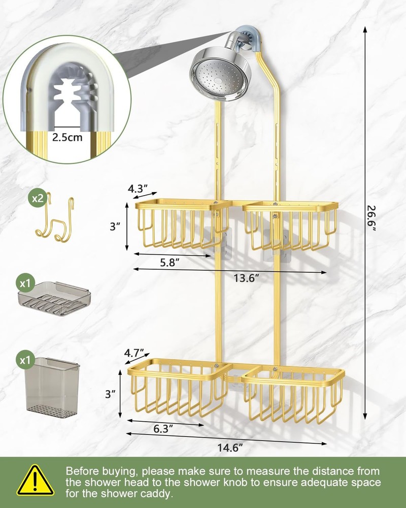Adjustable Shower Caddy Hanging for Handheld Showerheads - Never Rust Shower ...