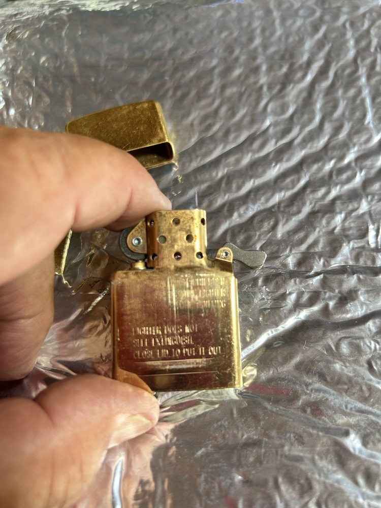 Leather Camel Cigarette Pouch With Zippo 04 Solid Brass Lighter