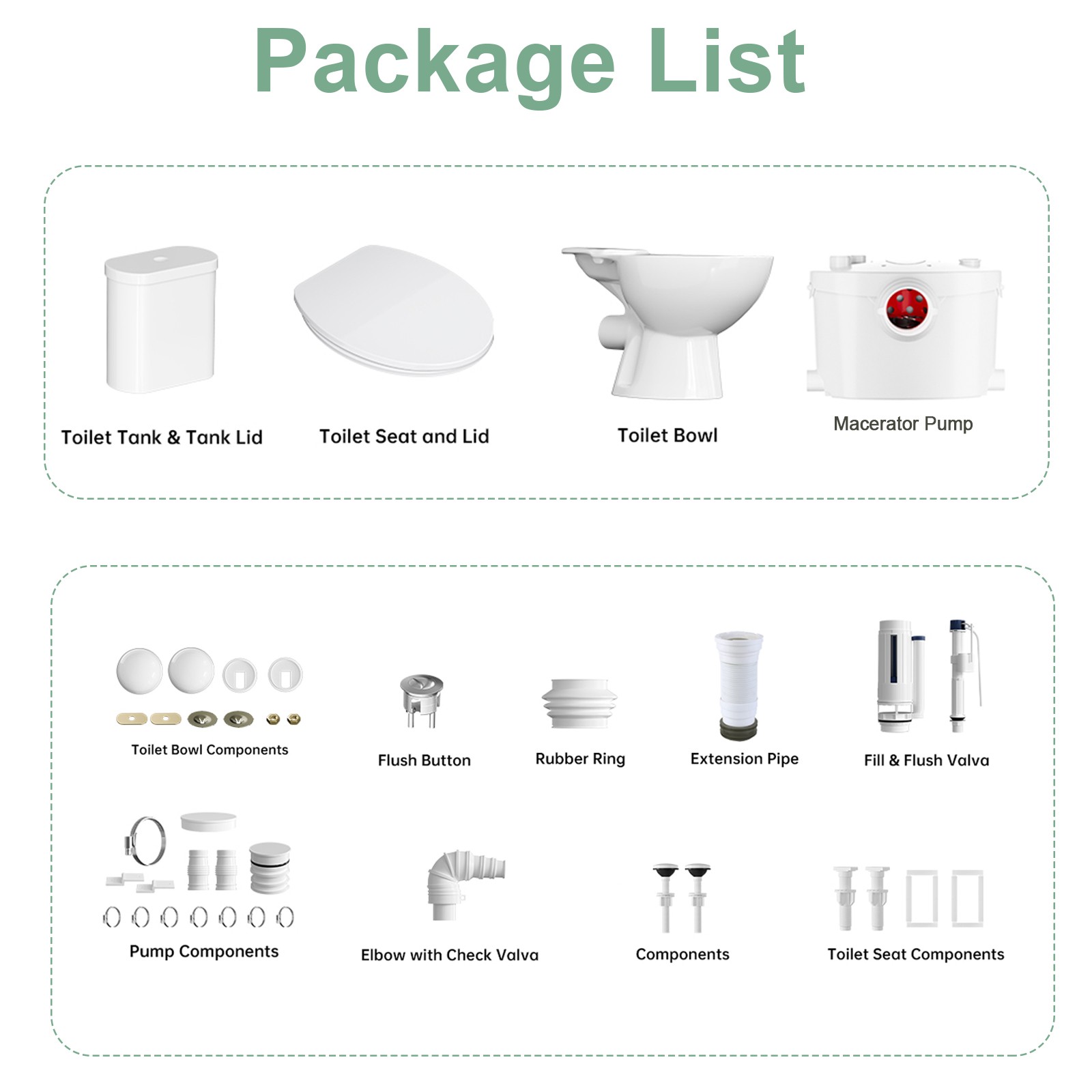 600W Upflush Macerating Toilet System Dual Flush 1/1.6GPF w/ Pump for Basement