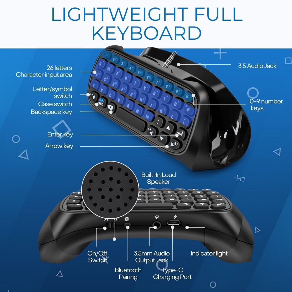 Bluetooth Mini Wireless Keyboard Keypad For Sony PS4 PlayStation 4 Controller