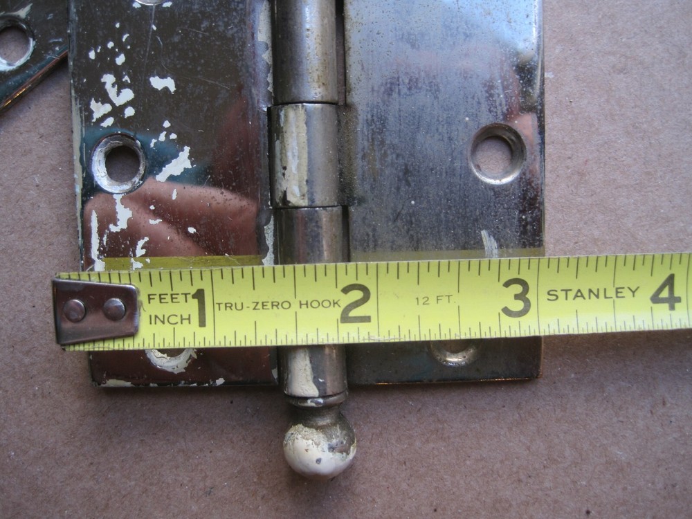 3 Antique solid brass chrome plated 3" Square Mortise Door Cannonball Tip Hinge