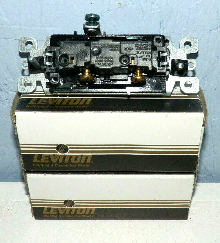 TWO LEVITON 05601-E BLACK SINGLE POLE DECORA SWITCHES NEW