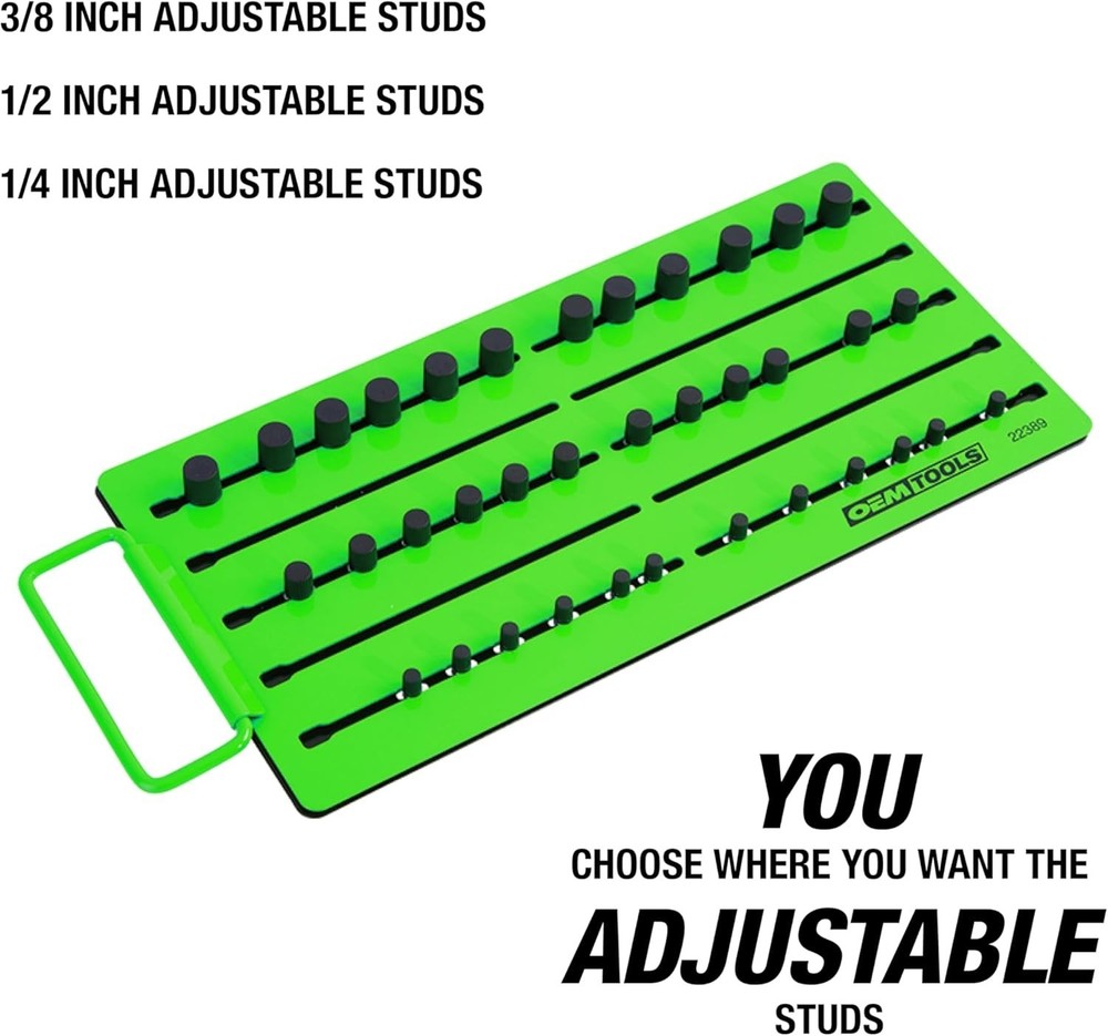 Pro Magnetic Socket Tray, Customizable Ratchet Organizer, Adjustable Drive St...