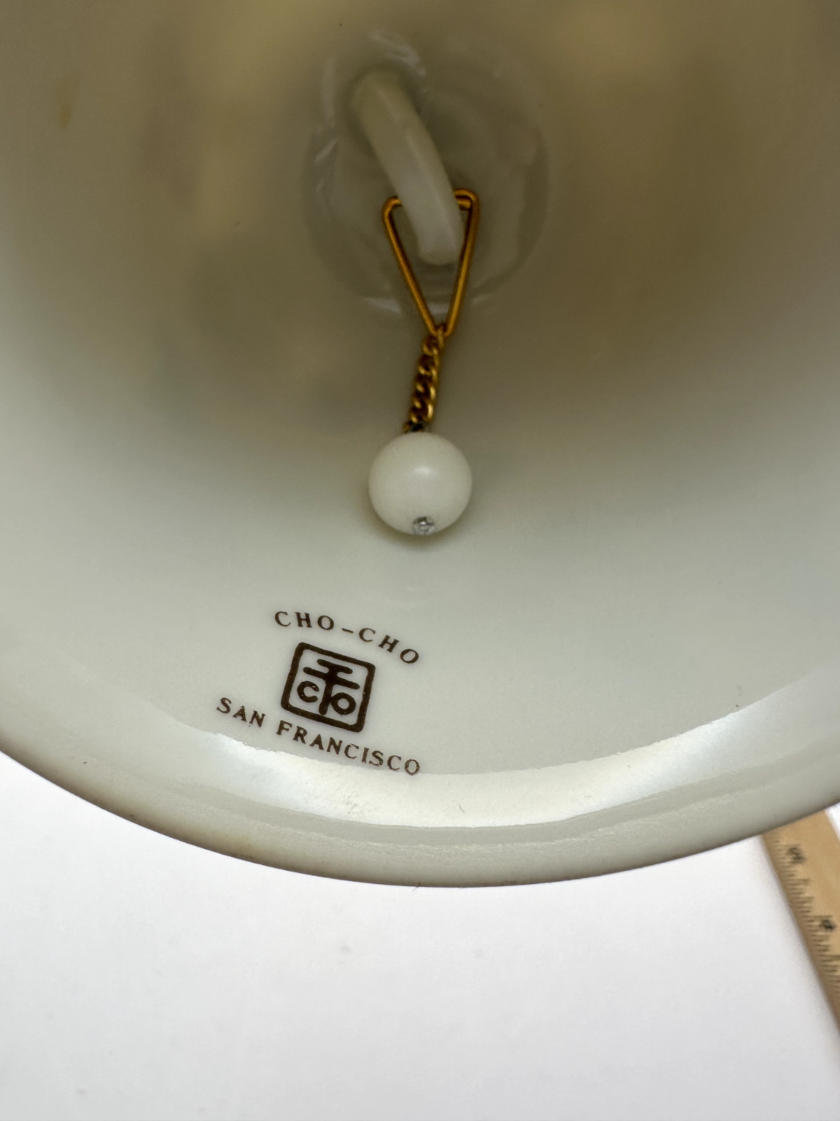 Vintage Japan Ceramic Ivory Bell Takahashi Cho-Cho Flowers Butterflies San Fran