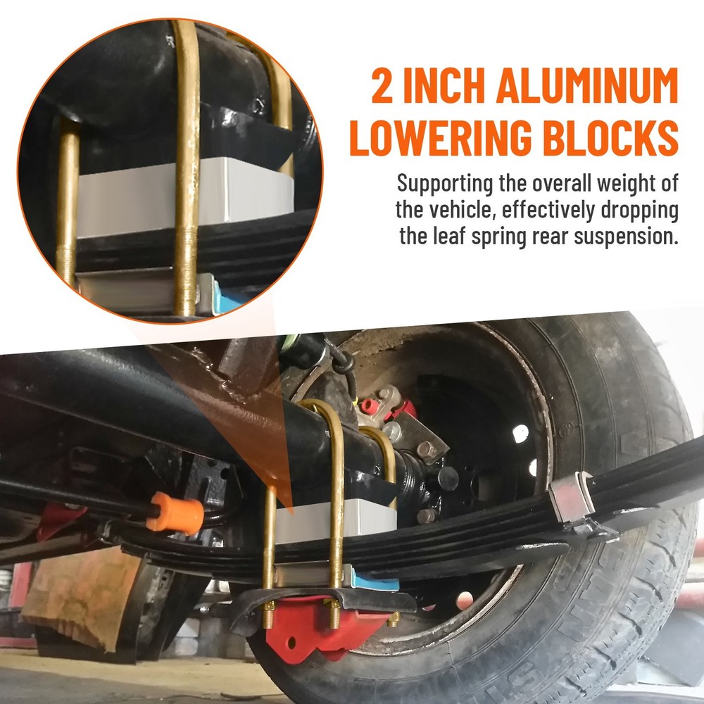 Universal Leaf Spring Lowering Block Kit 2"inch Drop with U-Bolts Hardware