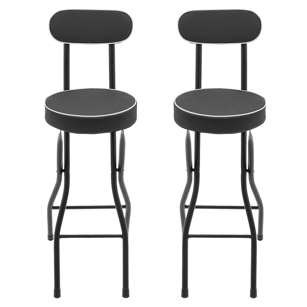 2Pcs Bar Stools Folding Stool Modern Adjustable Height Stools with Back