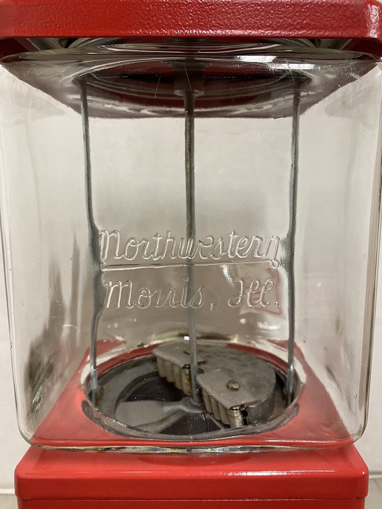 COMPLETELY REFINISHED Northwestern Gumball Machine with Glass Globe/Lock & Key