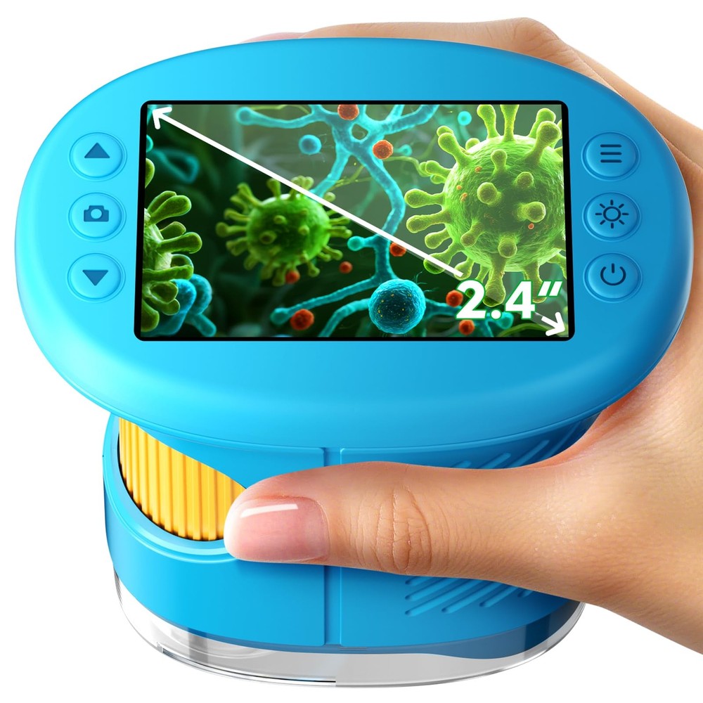1000X Handheld Microscope for , 4K 2.4" Screen Digital Microscopes with 12 Sl...