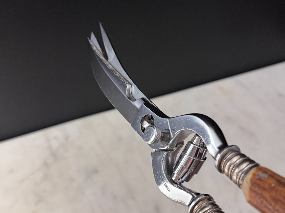 Custom German Stainless Kitchen Poultry Shears Stag Handle, Fork Tip, Take-Apart