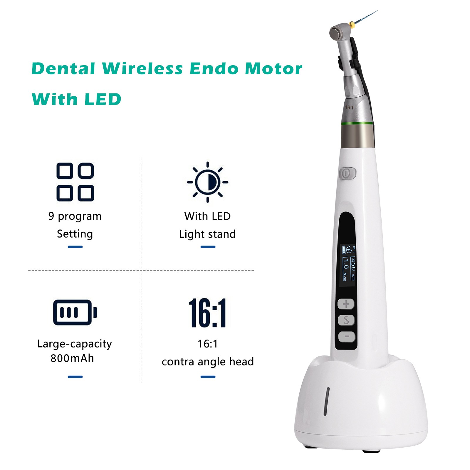 Dental Endo Root Canal Apex Locator / LED Endo Motor 16:1 Contra Angle Treatment